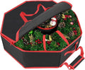 Christmas Wreath Storage Box - 30 Inch Hard Shell with Interior Pockets & Dual Zippers | Black