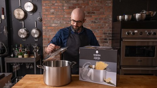 Babish 12-Quart Tri-Ply Stainless Steel Stock Pot with Lid – Professional Grade Large Soup Pot for Cooking, Boiling & Stews