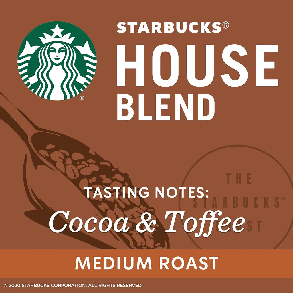 Starbucks Medium Roast Ground Coffee - House Blend - 100% Arabica - 6 Bags (20 Oz. Each)