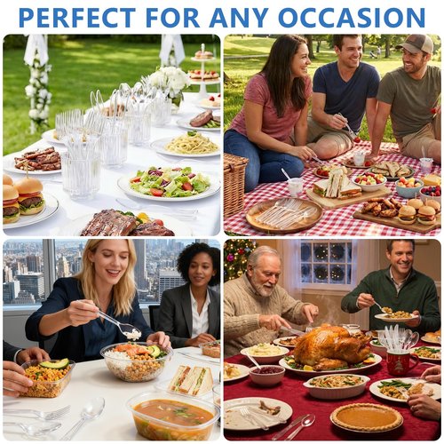 SACATR 500 Count Heavy Duty Clear Plastic Spoons,BPA-Free,Heat Resistant Disposable Plastic Spoons Bulk, Solid Durable Premium Cutlery for Parties, Events and Everyday Use