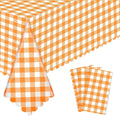 Skiennix Orange Gingham Tablecloth - 54" x 108" Waterproof Disposable Checkered Cover for Parties & Events