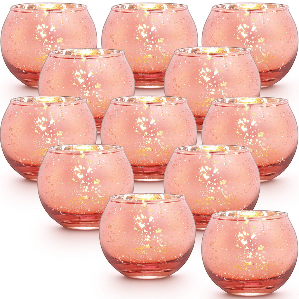 LAMORGIFT 36 Pcs Rose Gold Candle Holders-Rose Gold centerpieces for Birthday Party, Wedding, Bridal Shower, Sweet 16. Mother's Day Brunch Table Decorations