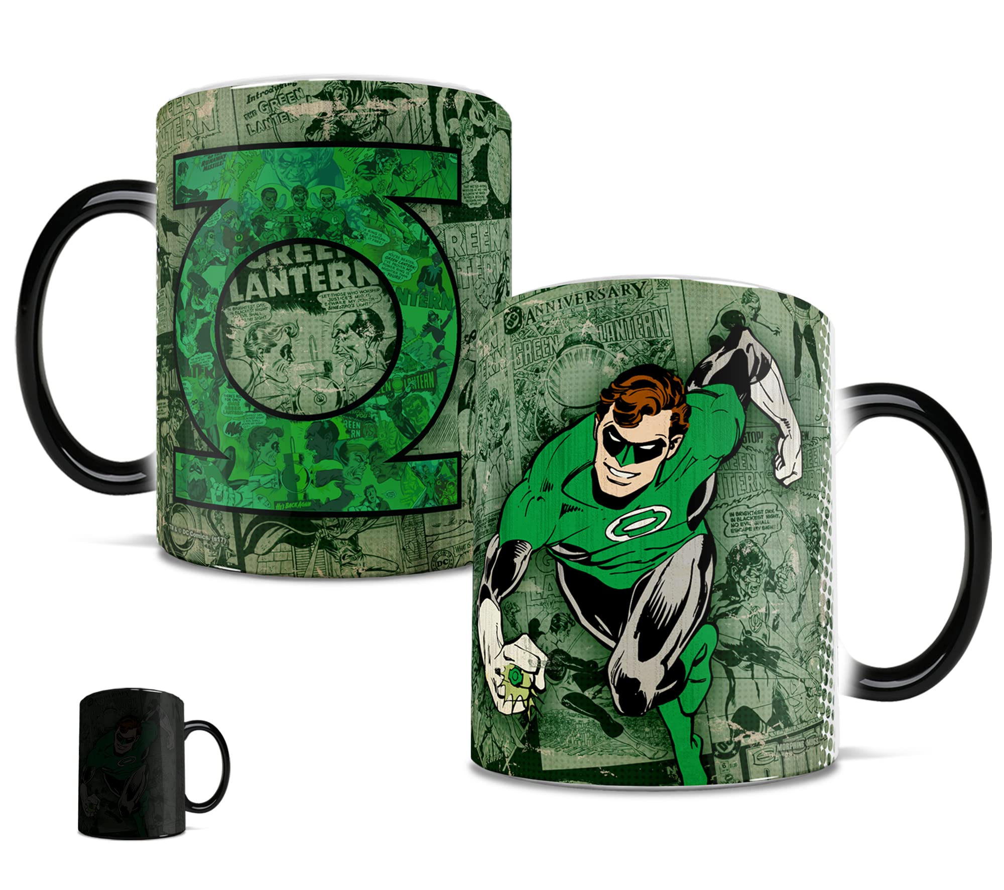 Morphing Mugs DC Comics - Green Lantern - Retro Logo - One 11 oz Color Changing Heat Sensitive Ceramic Mug – Image Revealed When HOT Liquid Is Added! MMUG626