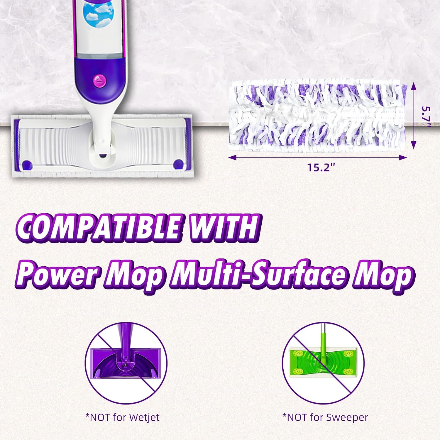 Power Mop™ Pad Refills - 25 Pack for Swiffer® | Multi-Surface Floor Cleaning, Unscented
