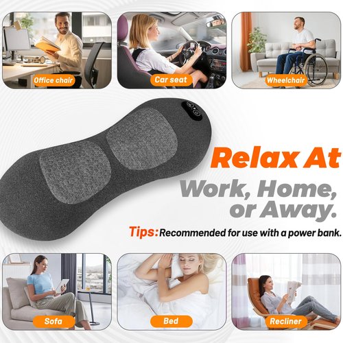 3 in 1 Lumbar Pillow，Smooth Triple Fusion Electric Back Massager with Vibration & Heat for Bed,Chair