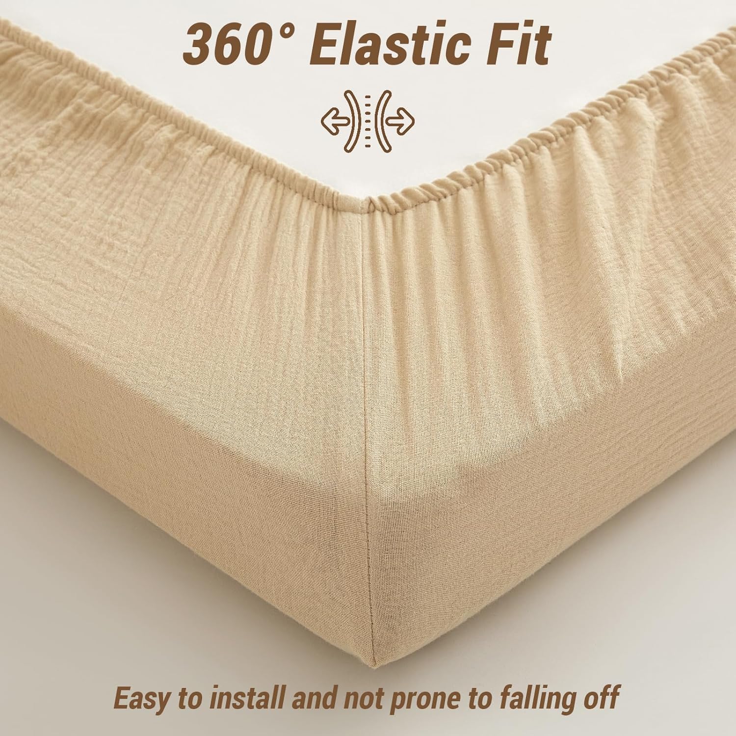 Bailix Heavyweight Muslin Baby Crib Sheets - 2PCS Neutral Fitted Sheets | Soft 100% Organic Cotton (Cream, Coffee)