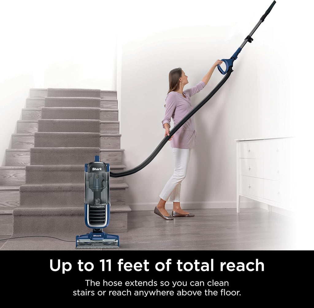 Shark NV151 Navigator Vacuum - HEPA Filtration, Swivel Steering & Pet Power Brush | Navy, Multi-Surface Cleaning