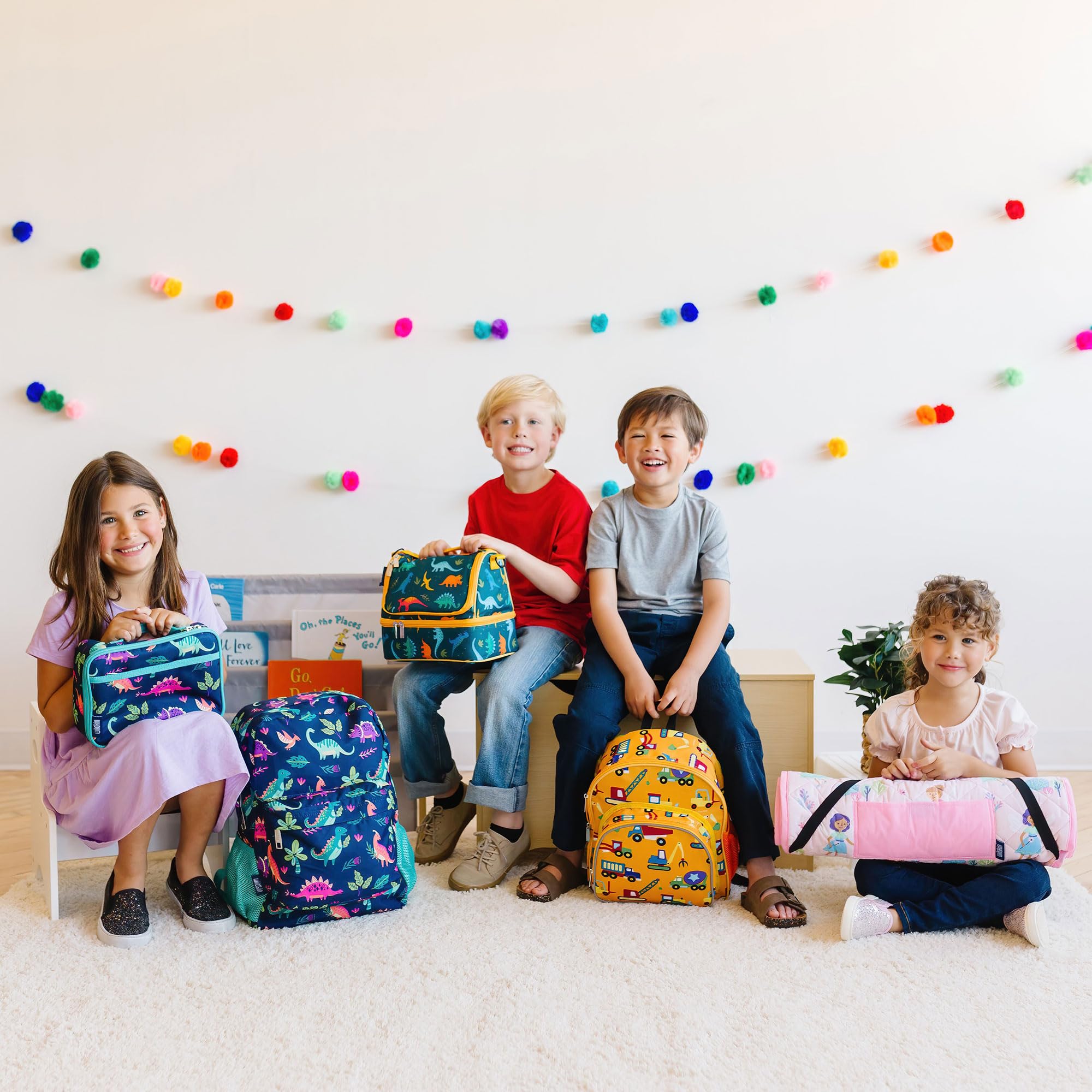 Wildkin Two Compartment Insulated Lunch Bag for Kids – School & Travel Ready - Strawberry Patch
