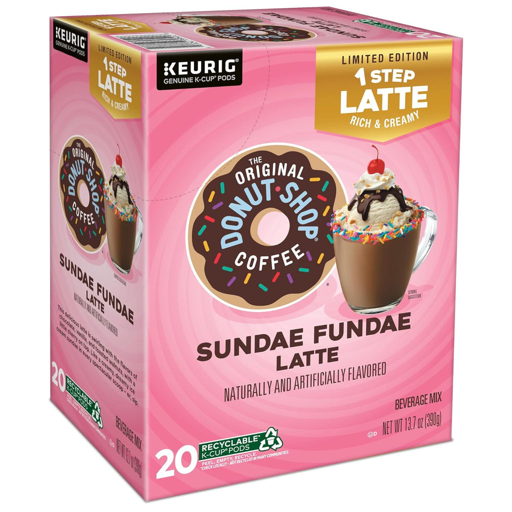 Original Donut Shop K-Cup Pods - Sundae Fundae One-Step Latte, 20 Count for Keurig Machines