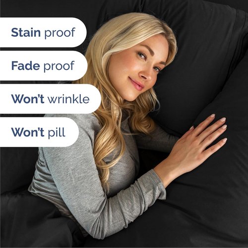 Cal King Size Sheet Set by Hotel Luxury | Comfy, Breathable & Cooling - Ultra-Soft, Deep Pockets - Black