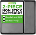 NutriChef XL Mega Cookie Sheet Baking Pans Set - 22" x 16" Nonstick Carbon Steel Bakeware, Black