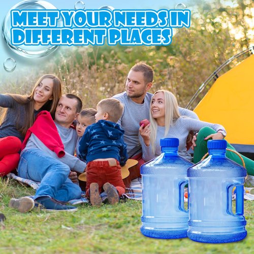 Alaeseje 2 Pieces Round Plastic Water Jug,1 Gallon Water Bottle with Handle and Screw Cap,Large Reusable Leak Proof Bottle for Camping,Outdoor Travel,Gym