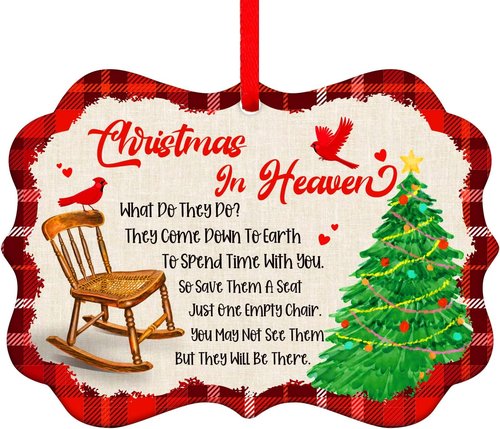 FaCraft Christmas In Heaven Ornaments - Memorial Cardinal Gifts for Loved Ones | Sympathy Tree Decorations