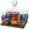 Artisanal Hand-Painted Whiskey & Wine Decanter Set – Barcelona Renaissance Stained Glass Design – Unique Mother's Day Gift for Her, Mom, Wife, or Friend – Multicolor Handcrafted Glassware