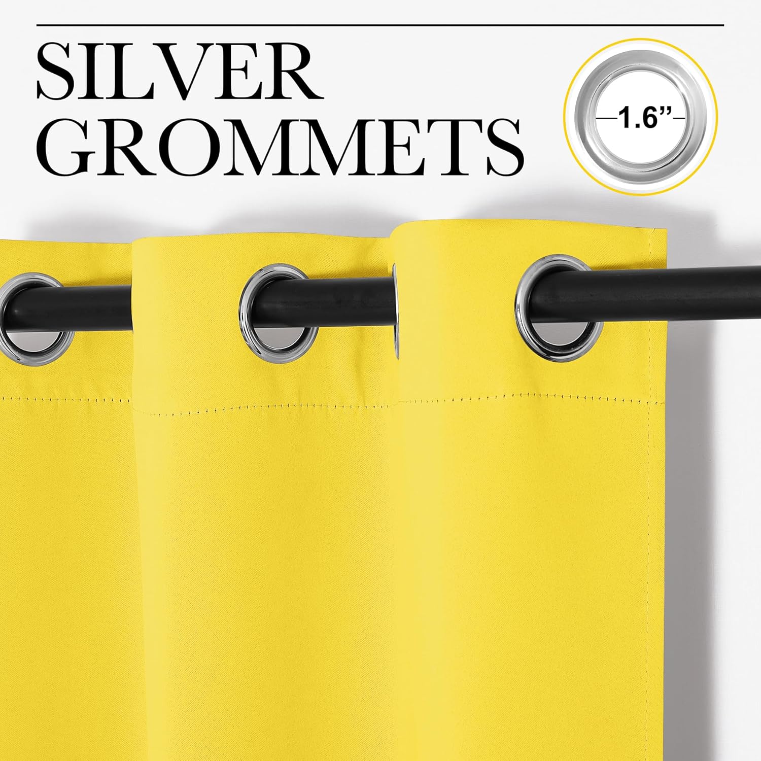 NICETOWN Patio Glass Door Curtains - Bright Yellow Privacy Panel Drapes | 42" x 95" (1 Pair)