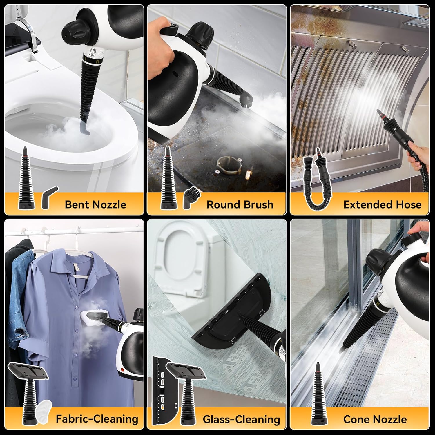 Pressurized Handheld Steam Cleaner for Home with 12 pcs Accessories, Multi-Surface Natural Steamer for Effective Cleaning, Fast Heating for Cleaning Home, Furniture, Car, Grout, Window