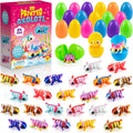 Skiennix Easter Basket Stuffers - 24 Pack Prefilled Easter Eggs with 3D Printed Axolotl Toys - Fun Mini Fidget Figures for Kids