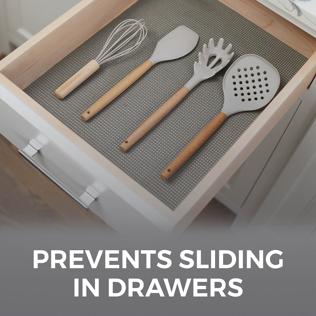 HOME GENIE Shelf Drawer and Cabinet Liner, Durable with Strong Grip, 17.5 IN x 20 FT, Non Adhesive Liners Protect Kitchen Cabinets and Cupboard, Pantry, Bathroom Drawers and Shelves, Desks, Slate Gray