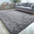 OLANLY Large Area Rug - Soft Fluffy Shaggy Carpet for Living Room & Bedroom | Machine Washable, Light Grey