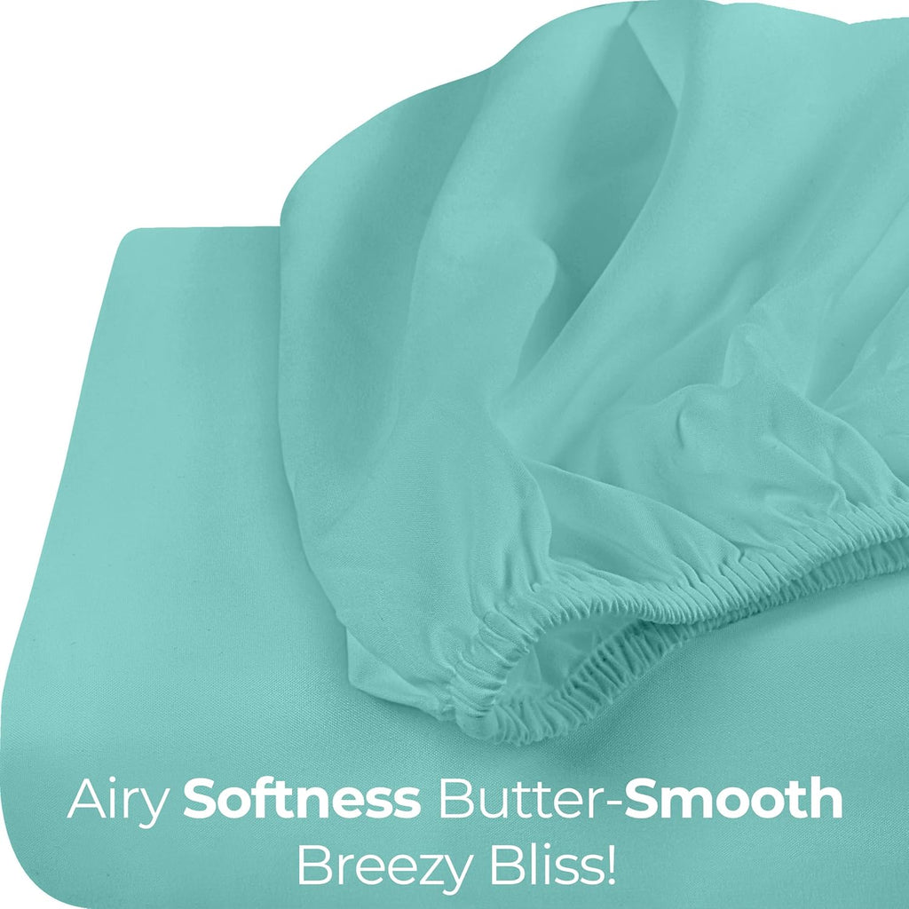 Utopia Bedding Full Fitted Sheet - Soft Microfiber - Deep Pocket - Spa Blue - Fade Resistant & Easy Care