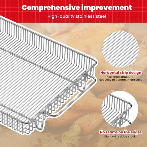 Air Fryer Basket Set by [Brand Name] - Stainless Steel Mesh Crisper Tray for Healthy Cooking | Dishwasher Safe, Fits Most Ovens