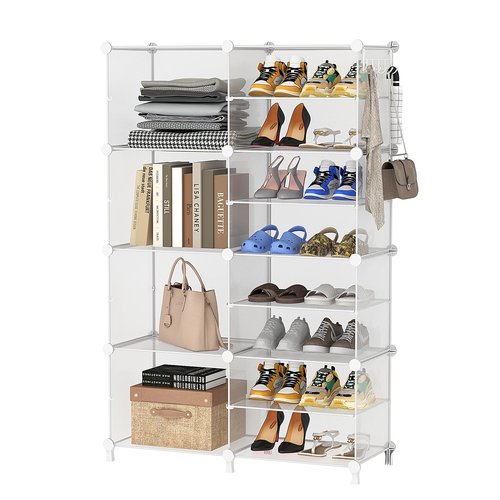 AWTATOS Closet Organizer 8 Cube Storage Shelves Clothes Organizers Closet Storage Stackable Cubby Shelving for Closet Bedroom Living Room Office, Transparent Twill