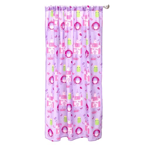 Pink Princess Drapes for Girls Bedroom Castles, Frogs and Chariots; 4-Pc Princess-Themed Kid Curtains with 2 Panels 82" x 63" Total Size and 2 Tiebacks; Fairyland Classroom and Nursery Curtains