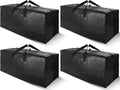 Cosy Family Extra Large Moving Bags - Heavy Duty Storage Totes with Backpack Straps & Strong Zippers | Set of 4, Black