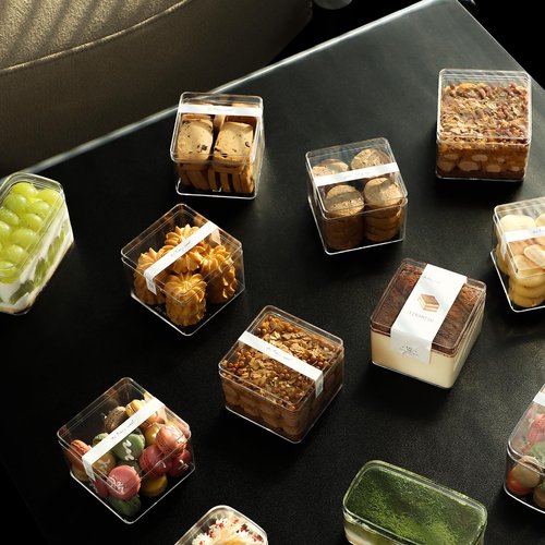 FZJ 20 Pack 12OZ Square Clear Plastic Dessert Cups with Lids and Stickers Disposable Parfait Cups with lids,Tiramisu container with lid,Cupcake,Parfait,Pudding,Iced Cold Drinks,Snacks,Fruits