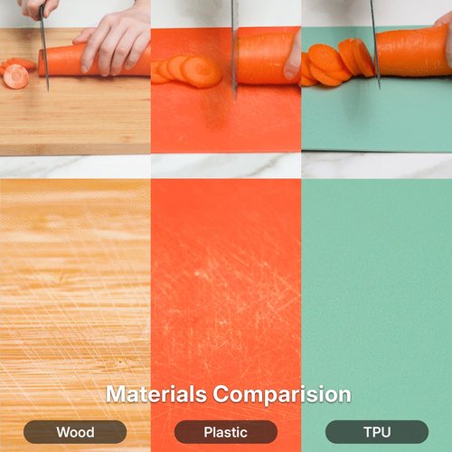 Firgi TPU Silicone Cutting Board Set of 3, BPA-Free Non-Slip Flexible Cutting Mats for Kitchen, Food Grade Silicone Chopping Boards - Dishwasher Safe Kitchen Essentials - 9" x 12"