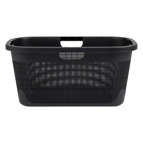 Mind Reader 40L Laundry Basket - Stylish Linen Design Clothes Hamper with Handles | Black