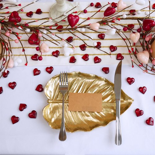Winlyn 5.2 Ft Valentine's Day Garland with Heart and Berry Red Pink White Artificial Heart Berry Spring Garland for Valentine Party Holiday Wedding Fireplace Mantel Front Door Table Décor