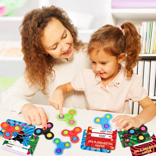 Shemira 24 Pack Valentine's Day Cards for Kids with Fidget Spinners Toys, Sensory Fidget Toys’ for School Classroom Valentine's Gifts Exchange, Spinners Toy for Valentine's Party Favors