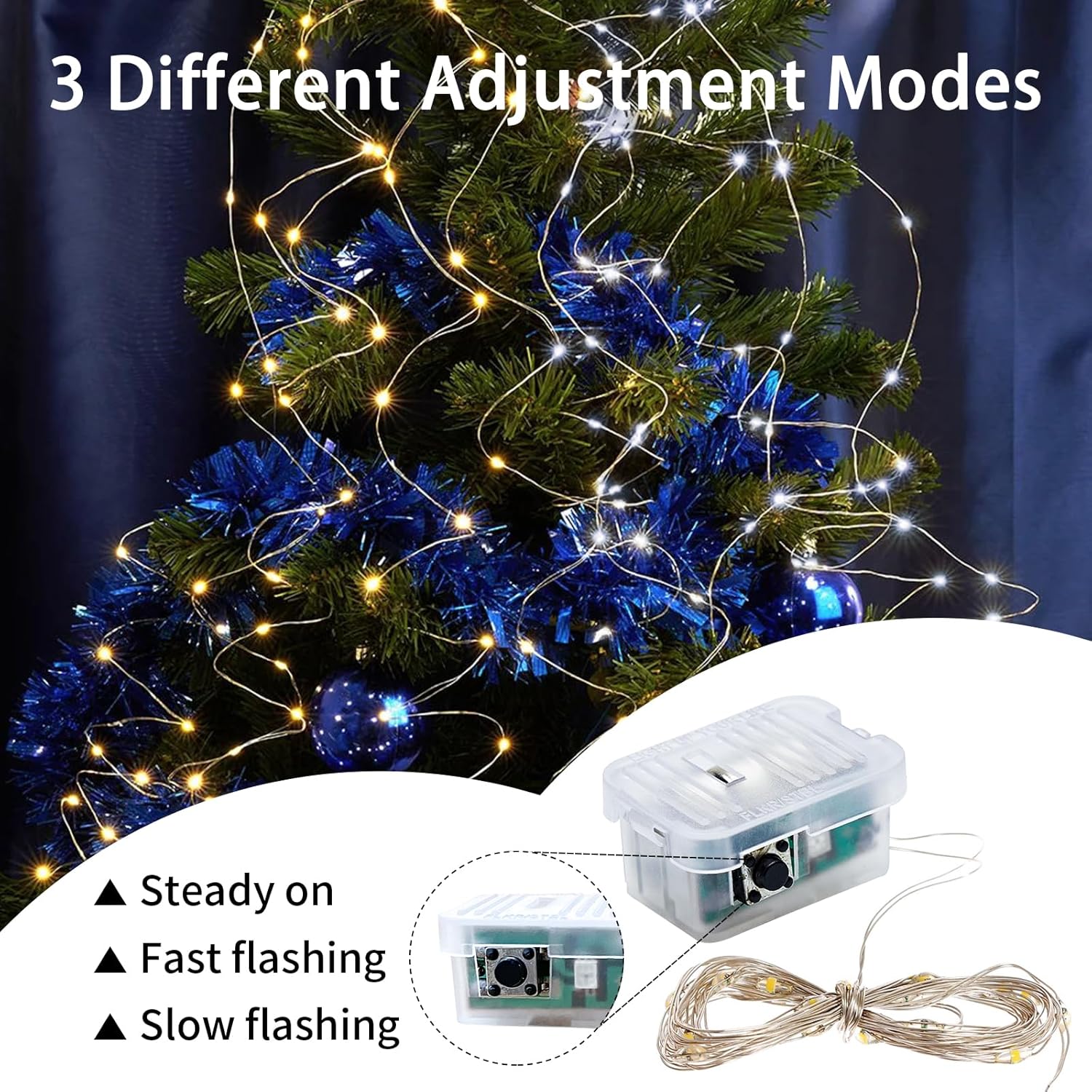Skiennix 50 Pack Fairy Lights - 7Ft 20 LED Twinkle String Lights | Battery Operated & Waterproof for Weddings, Parties & Decor - Warm White & White
