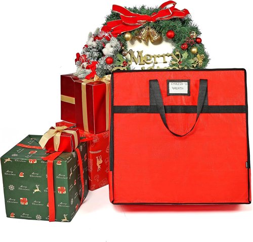 HOMEST Wreath Storage Organizer - Durable Zipper Bag with Reinforced Handles | 30" Dust & Pest Protection