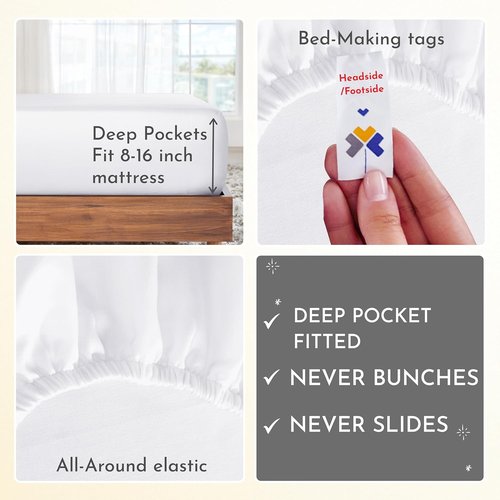California Design Den King Size Sheet Sets - 400 Thread Count 100% Cotton Sateen, Deep Pocket, 6 Flat & Fitted Sheets, 12 Pillowcases | White