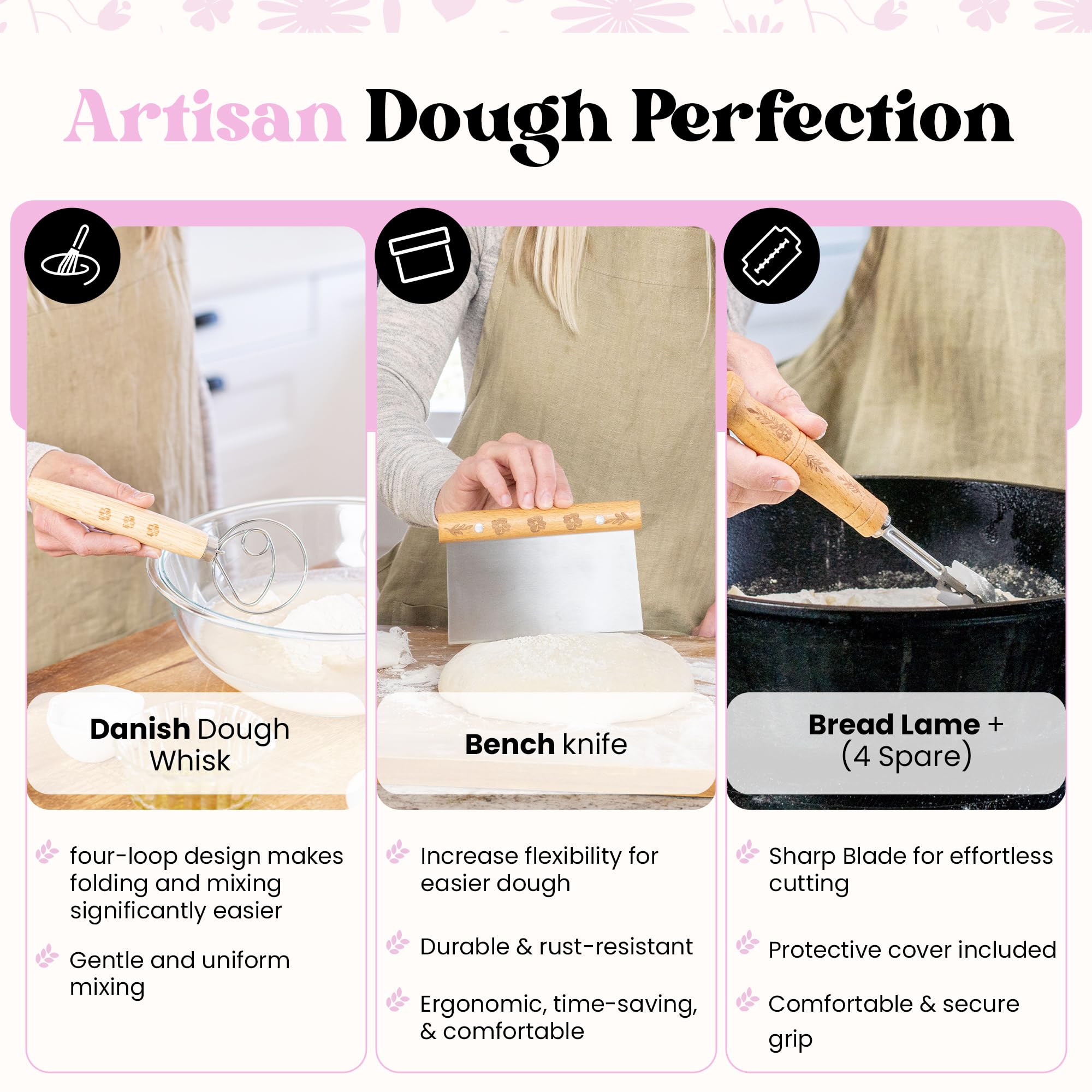 Joyallia Banneton Bread Proofing Basket Set of 2-9” Oval Sourdough Baskets with Liners & Scraper - Artisan Bread Proofing Kit for Home Baking - Ideal for Sourdough Lovers