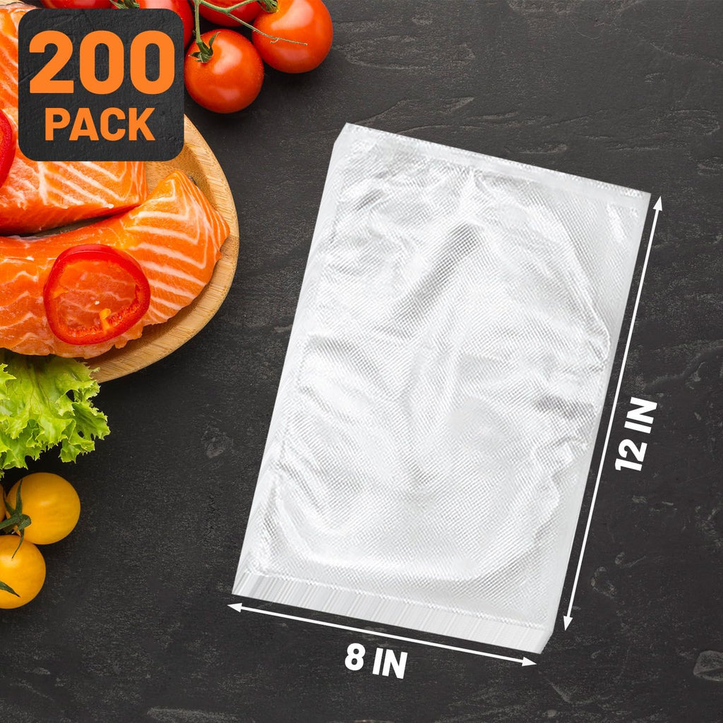 Skiennix Vacuum Sealer Bags - 200 Quart BPA-Free 8x12 Inch Heavy-Duty Food Storage Bags