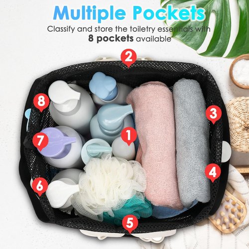 Fammart Mesh Shower Caddy - Portable 8-Pocket Tote for Dorms, Travel & Gym | Extra Large Toiletry Organizer