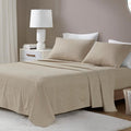 Beautyrest Cotton Sheet Set Cozy Print 100% Cotton Flannel Sheets Warm & Fuzzy Bedding Set, Oversized Sheets, Deep Pocket Fits Up to 16" Mattress Queen Bed Sheets Queen Beige/White Stripes 4 Piece
