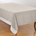 SARO LIFESTYLE Neoteric Collection 100% Polyester Tablecloth with Banded Border Design, 67"x180", Natural