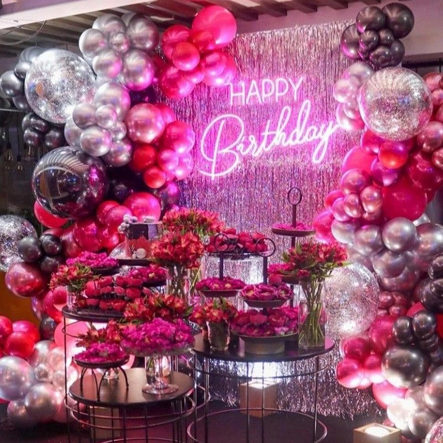 PartyWoo Pearl Hot Pink Balloons - 140-Piece Arch Kit with Various Sizes for Bridal & Birthday Celebrations