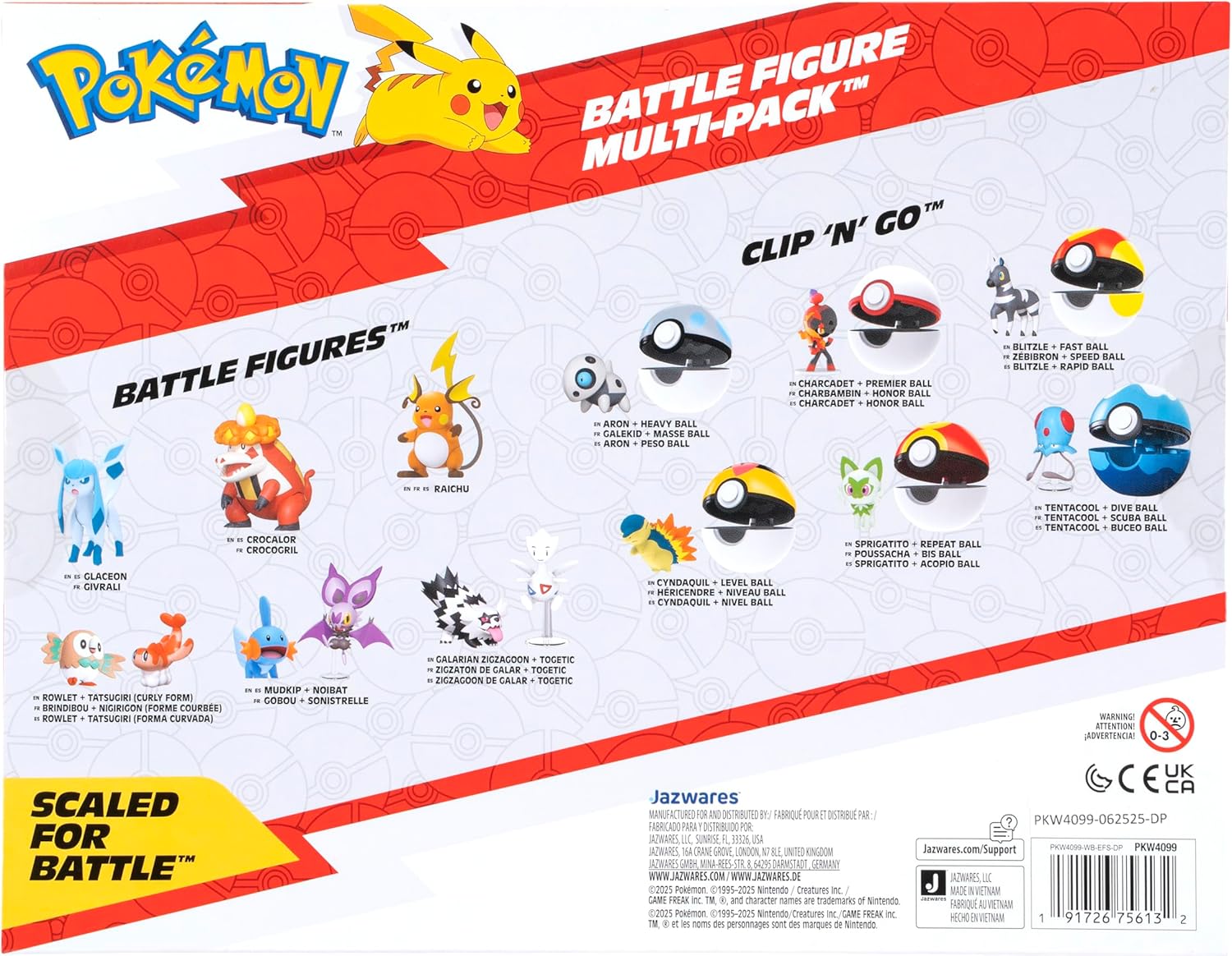 Pokémon Battle Figures 6-Pack - Includes 2-Inch Pikachu, Joltik, Galarian Darumaka & More