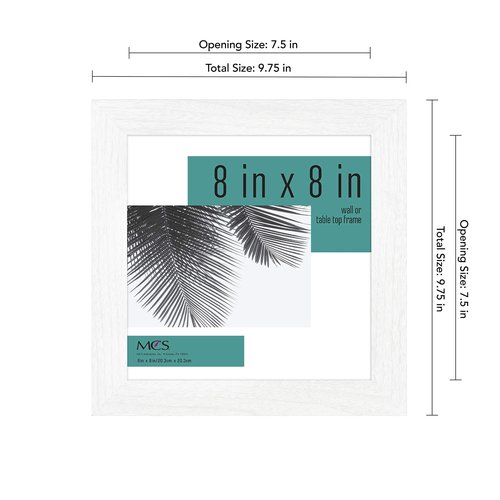 MCS Studio Gallery 8x8 Picture Frame White Woodgrain Engineered Wood, Wall Hanging & Easel for Tabletop Display, Square Photo Frame for Photos, Posters & Art Prints (2-Pack)