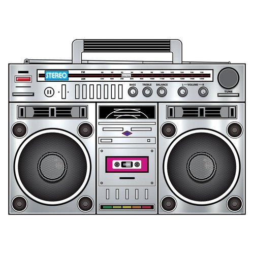 Beistle 80s Boom Box Stand-Up, Retro Metallic Cardboard Decoration, Perfect for 1980s ERAS Theme Dance Parties, Photo Booth Props, and Throwback Events, Large 3' 3¼" x 4' 5"