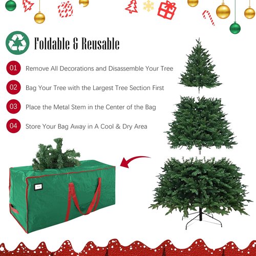 Cosy Family Christmas Tree Storage Bag - Durable Extra Large 7.5 ft Heavy Duty Design with Reinforced Handles & Dual Zippers - Green