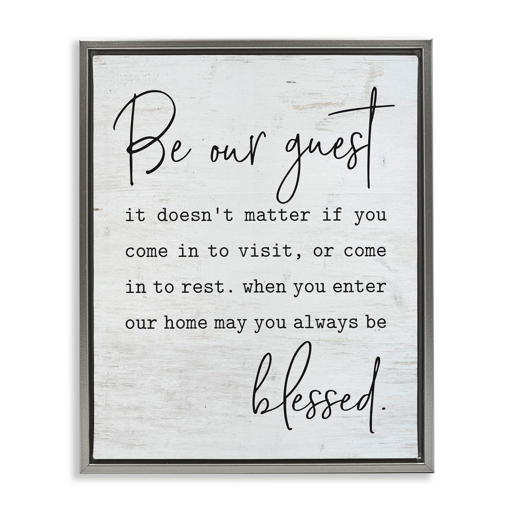 Stupell Industries Be Our Guest Home Family Inspirational Word On Wood Texture Design, Design by Lettered and Lined