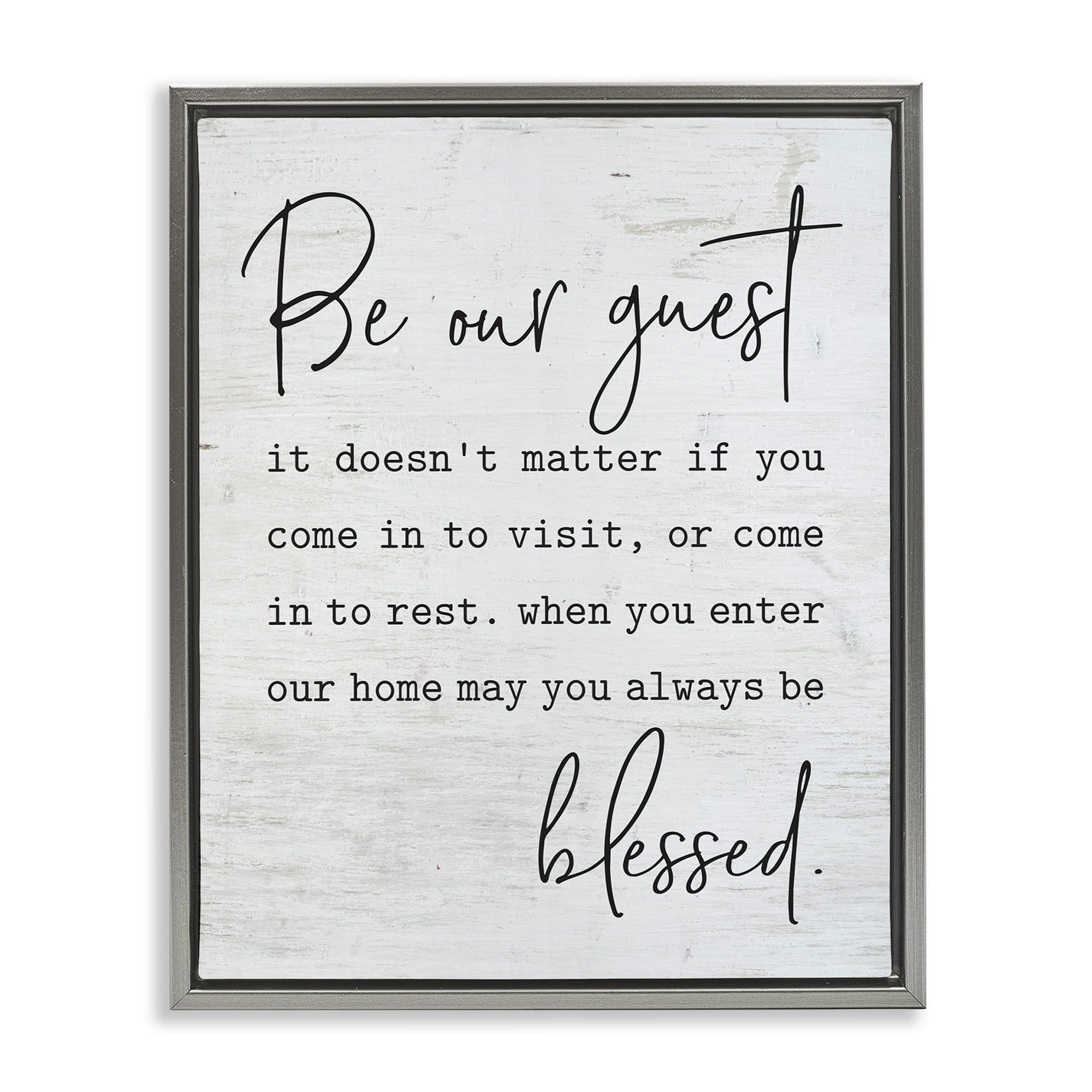 Stupell Industries Be Our Guest Home Family Inspirational Word On Wood Texture Design, Design by Lettered and Lined