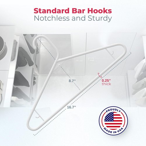 Neaties Plastic Hangers 30 Pack - USA-Made 6lb Capacity Clothes Hangers with Strap Hooks - Black