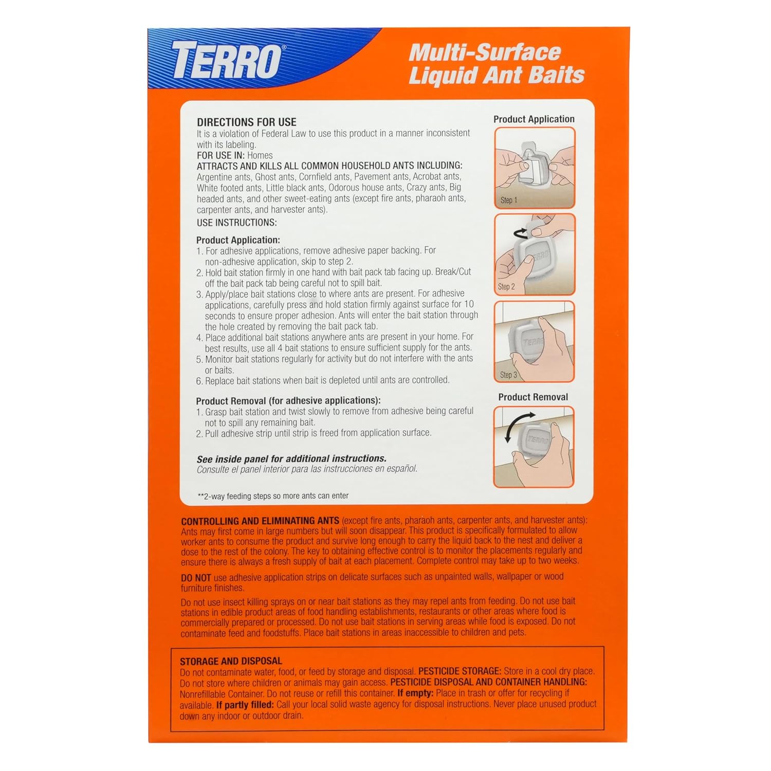 TERRO Indoor Ant Baits - Discreet Adhesive Strips for Effective Trapping - 5 Pack, 20 Baits